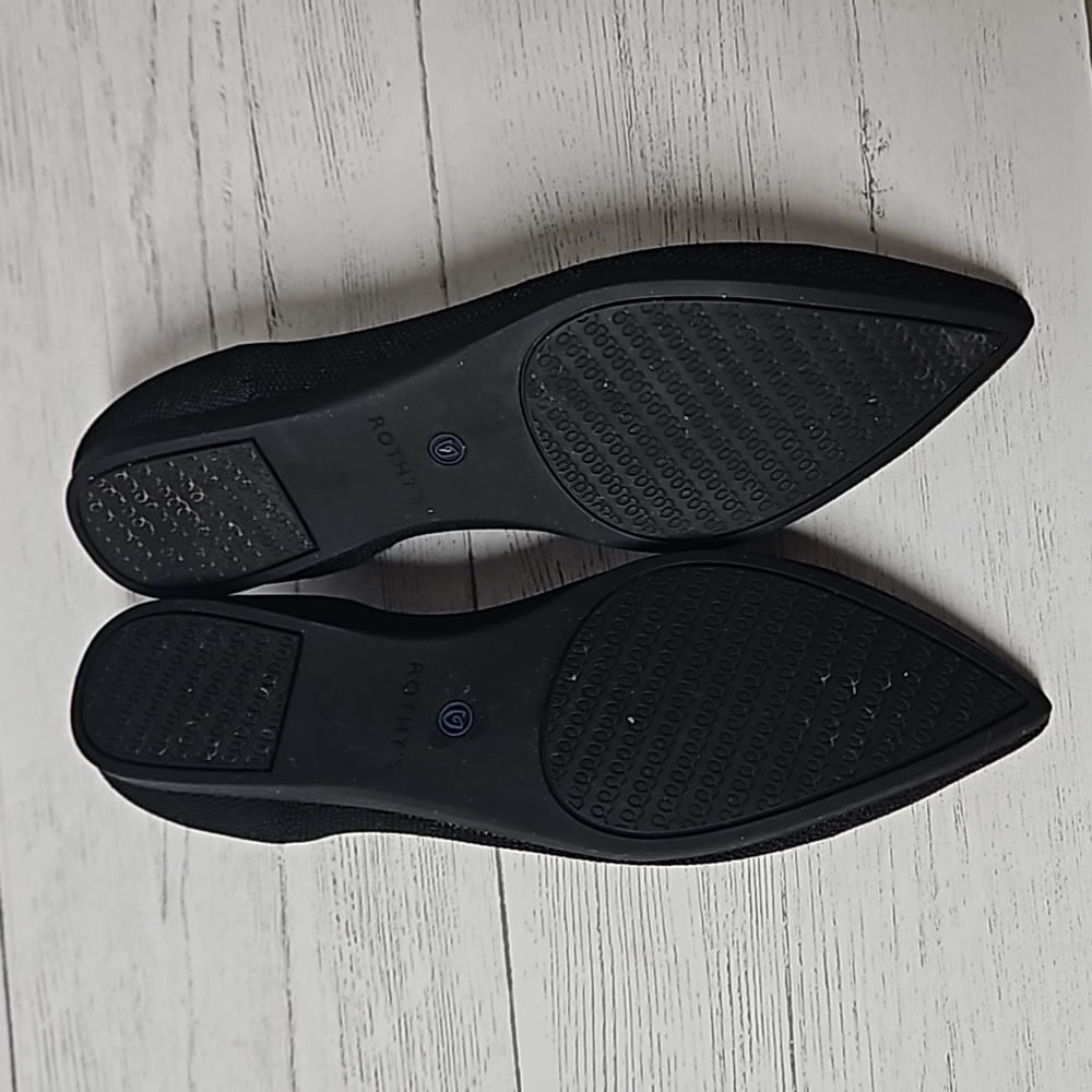 Rothys The Point Black Pointed Toe Flats Blue Edg… - image 5